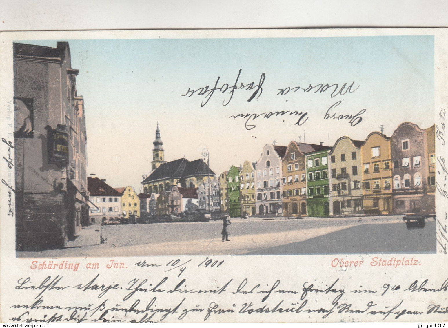 C8484) SCHÄRDING Am INN - Oberer Stadtplatz - Chromlitho 1901 - Schärding