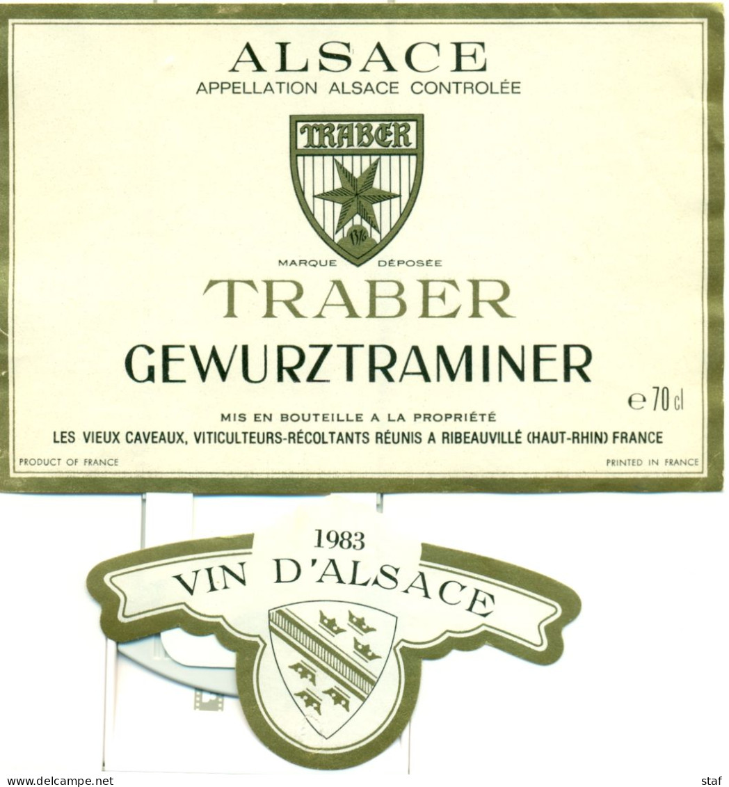 (M16) Etiquette - Etiket Vin D'Alsace - Traber Gewurztraminer 1983 - Gewürztraminer