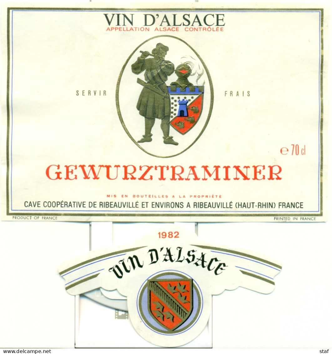 (M16) Etiquette - Etiket Vin D'Alsace - Gewurztraminer - 1982 - Gewürztraminer