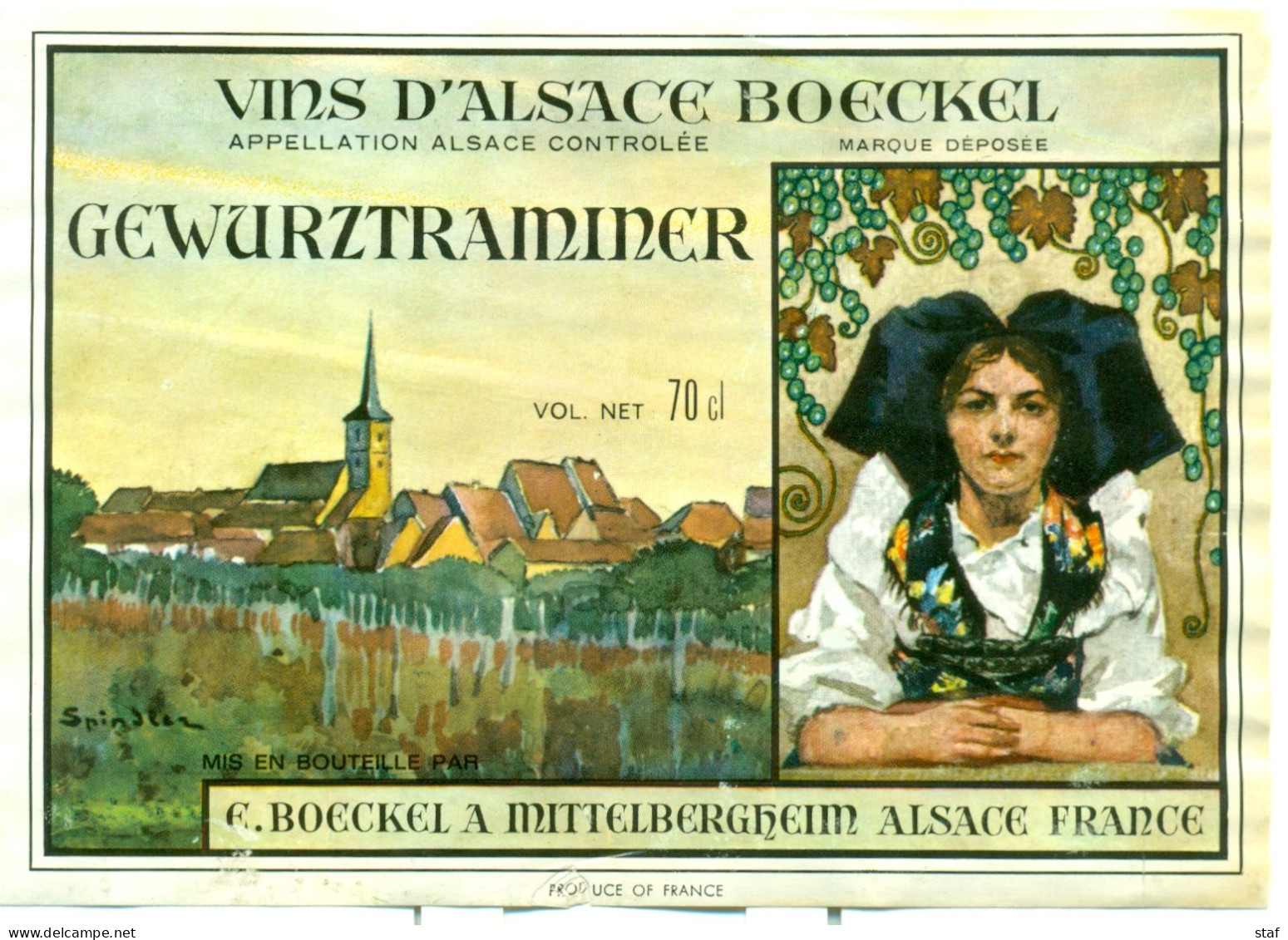 (M16) Etiquette - Etiket Vin D'Alsace Boeckel - Gewurztraminer - Mittelbergheim - Gewurztraminer