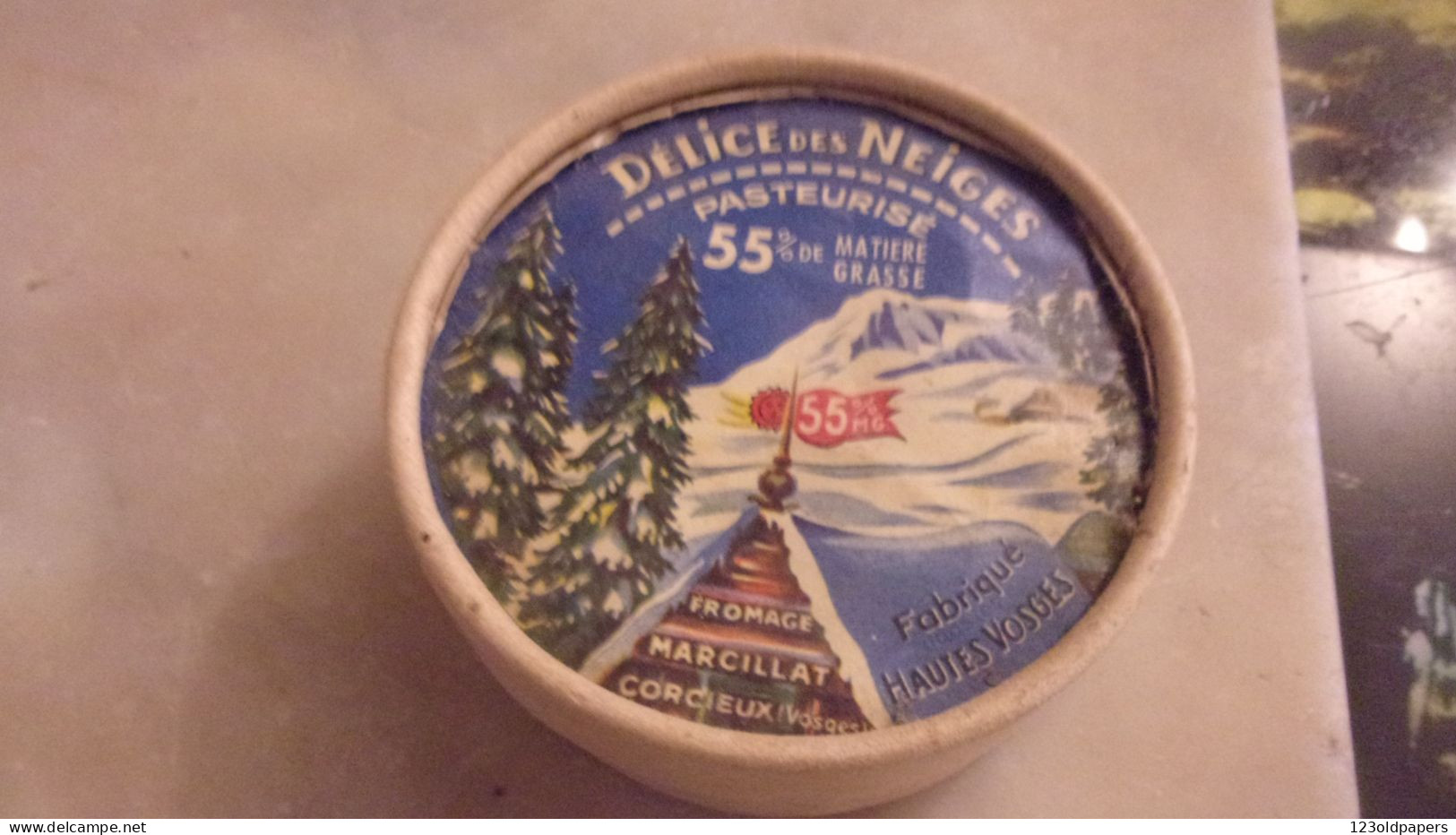 RARE BOITE COMPLETE ETIQUETTE DELICE DES NEIGES FABRIQUE HAUTES VOSGES MARCILLAT CORCIEUX NO CAMEMBERT - Koffer