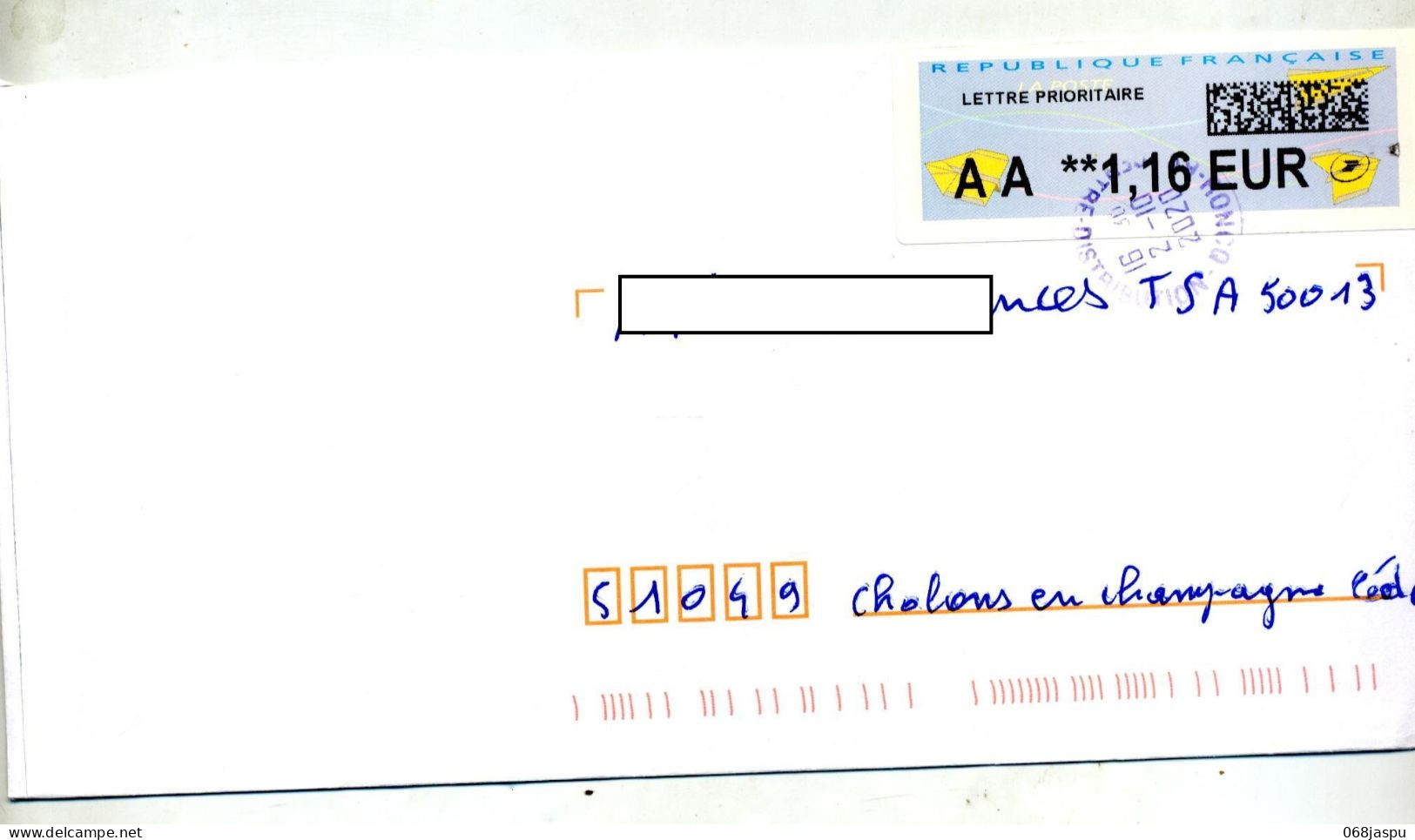 Lettre Cachet Roncq Centre Distribution  Sur Vignette AA - 2000 Type « Avions En Papier »