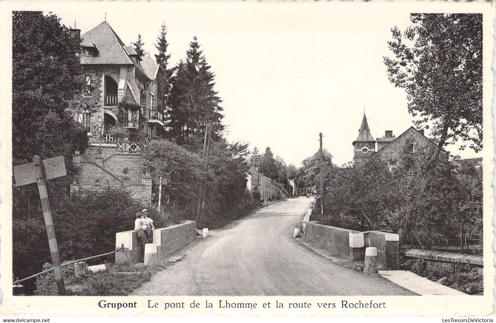 BELGIQUE - GRUPONT - Le Pont De La Lhomme Et La Route Vers Rochefort - Carte Postale Ancienne - Autres & Non Classés