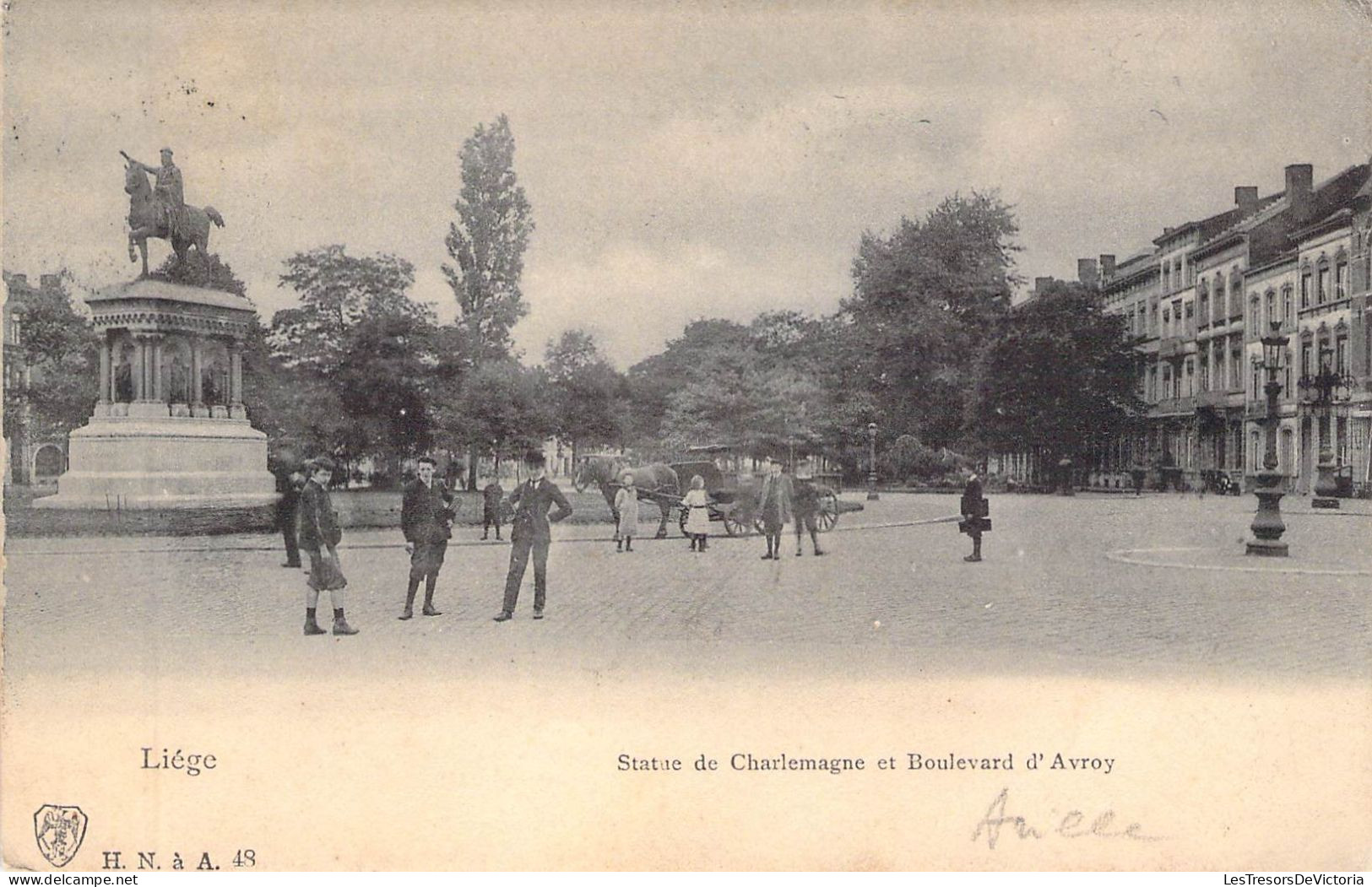 BELGIQUE - LIEGE - Statue De Charlemagne Et Boulevard D'Avroy - Carte Postale Ancienne - Liege