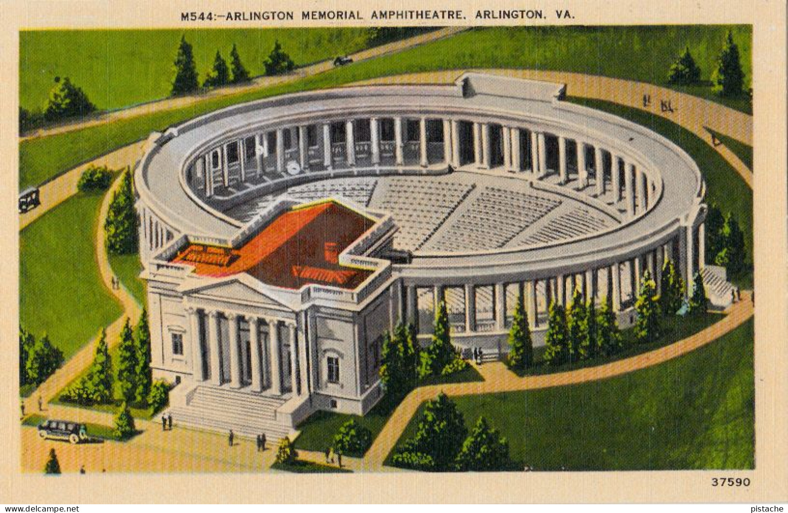 3681 – Arlington Memorial Virginia – Amphitheatre – Linen – VG Condition – 2 Scans - Arlington