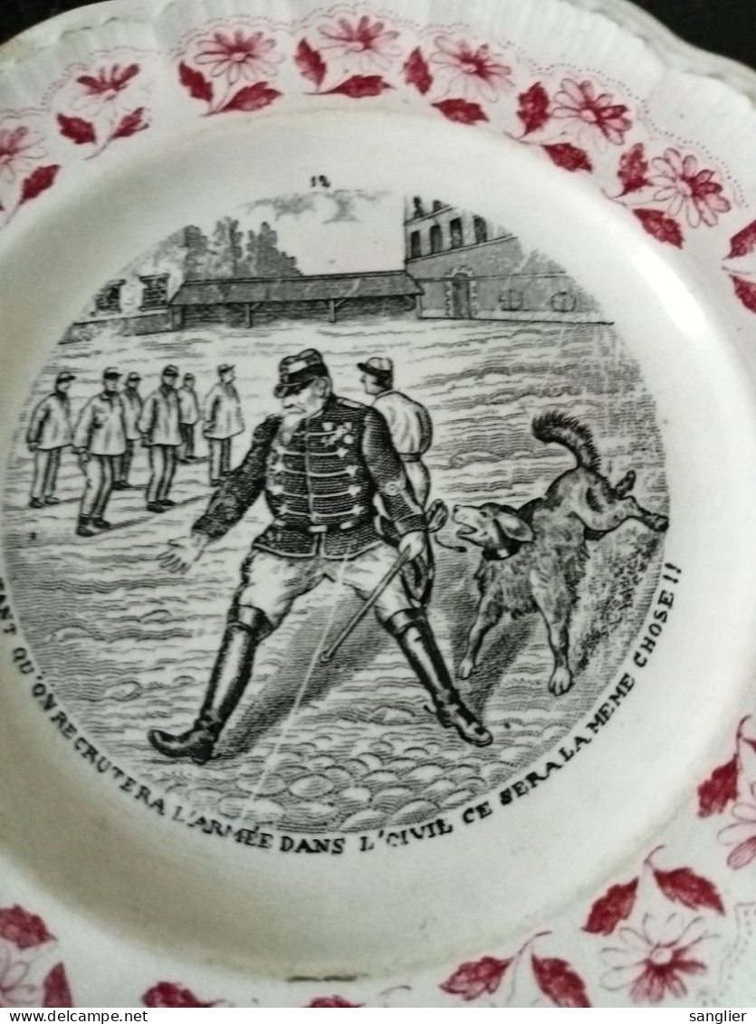 ANCIENNE ASSIETTE PARLANTE CERAMIQUE XIXème - BADONVIER F. T. (Théophile Fenal) - Badonviller (FRA)