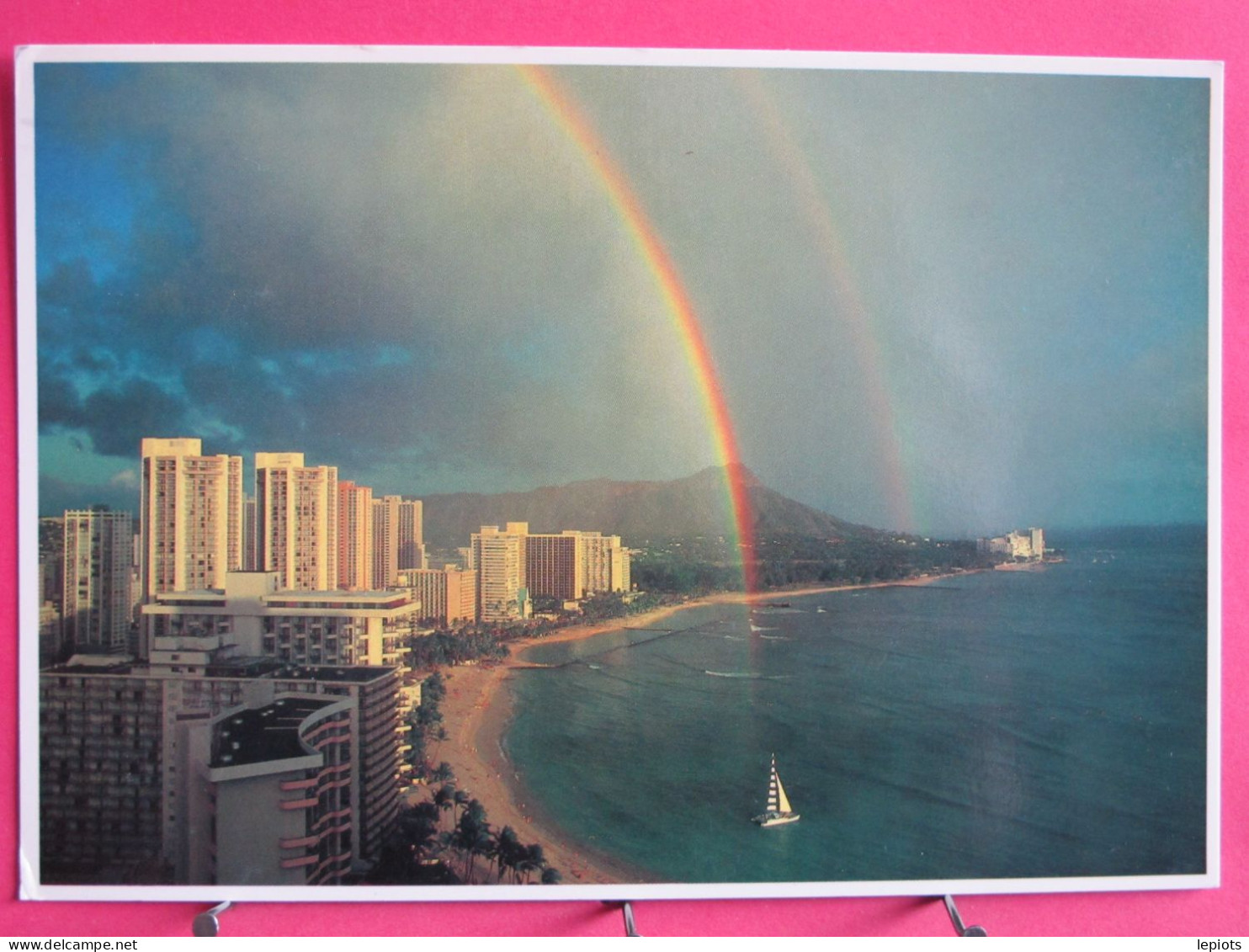 Visuel Très Peu Courant - USA - Hawaii - Waikiki Beach - Rainbow - R/verso - Honolulu