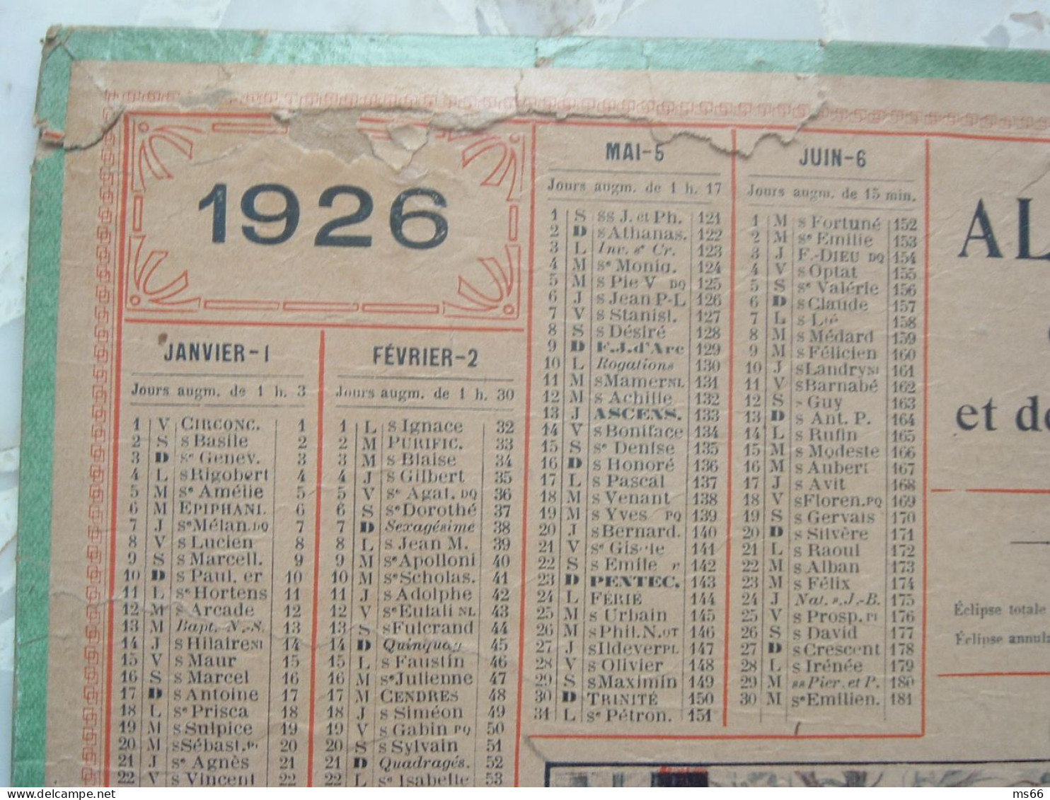 CALENDRIER 1926 POSTES & TELEGRAPHES Cartonné, Chasse à Courre, éphéméride Chasseur Cheval PTT Facteur Etrennes - Big : 1921-40