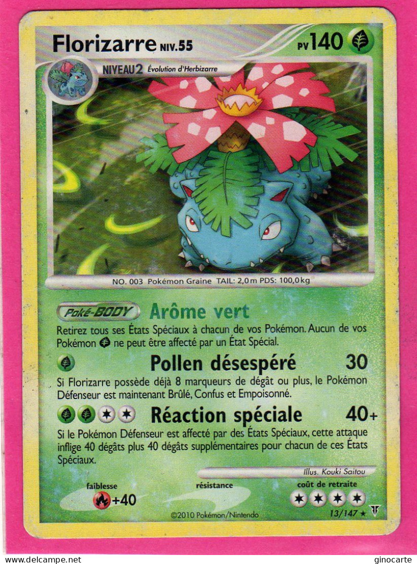 Carte Pokemon Francaise 2010 Platine Vainqueur Suppreme 13/147 Florizarre 140pv Usagée - Platine