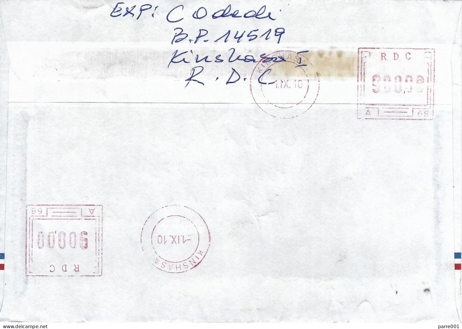 DRC Congo Zaire 2010 Kinshasa Meter Frama A68 EMA Cover - Storia Postale