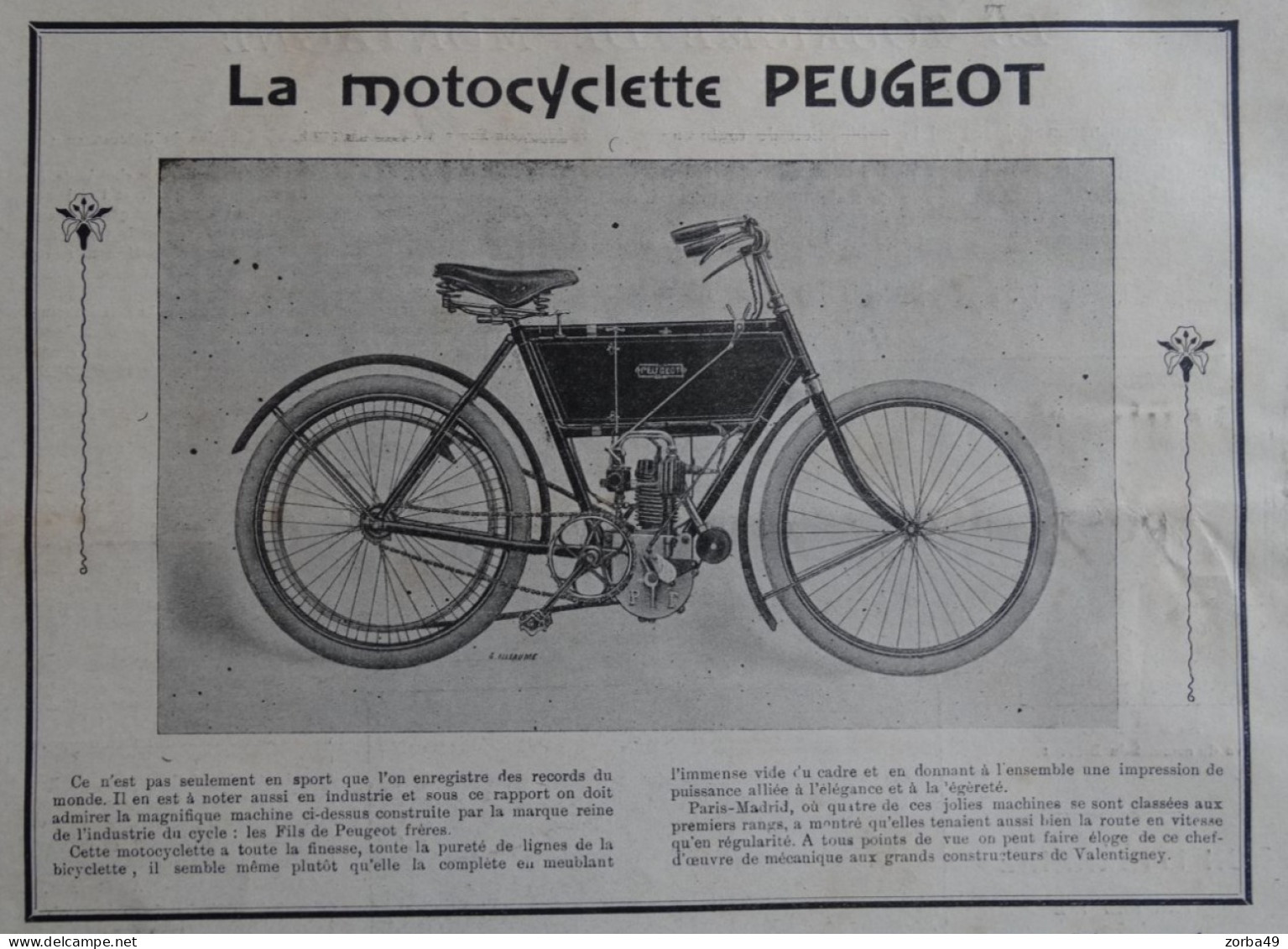 Motocyclette PEUGEOT  1903 - Moto