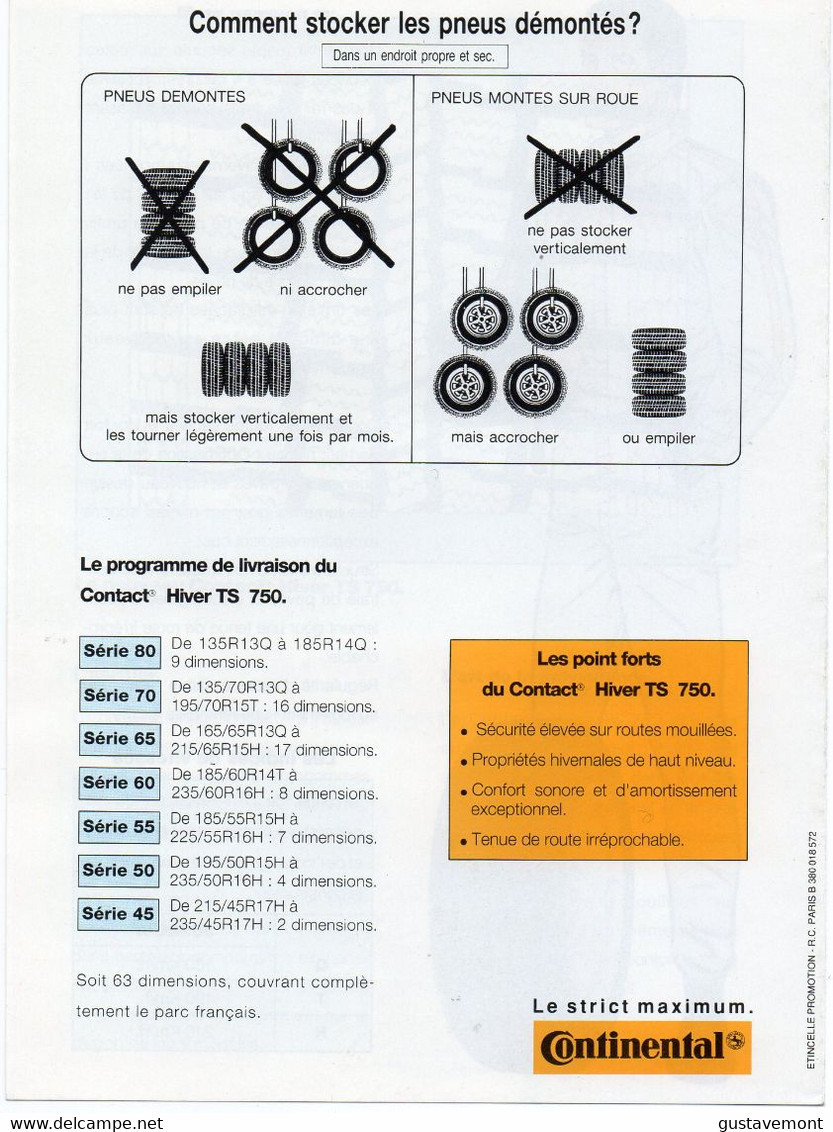 Michel Vaillant Plaquette Publicitaire Pneu Continental Contact Hiver TS 750 - Michel Vaillant