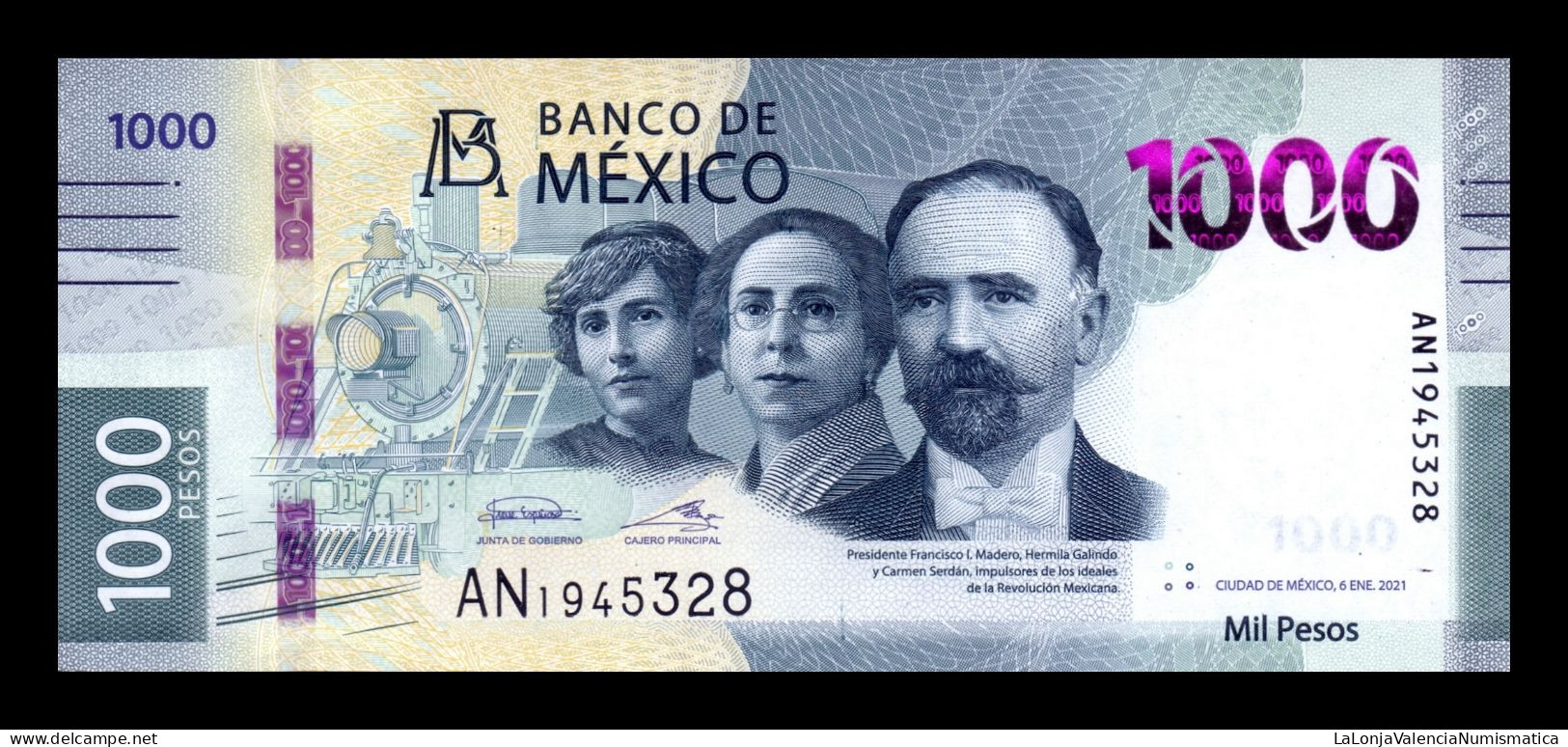 México 1000 Pesos 2021 Pick 137b (2) First Date Sc Unc - Mexico