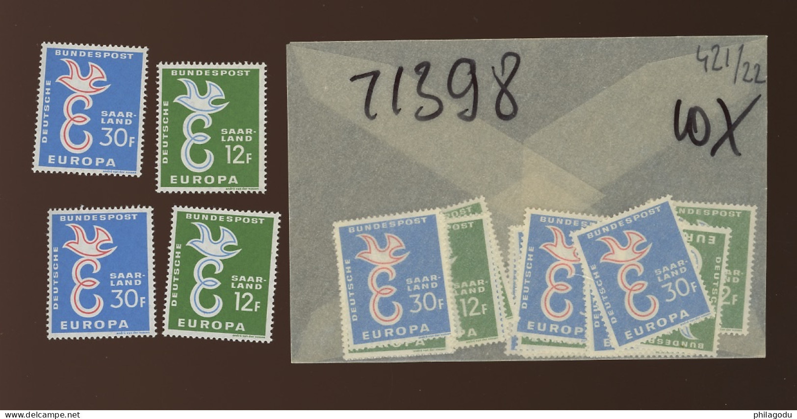 10 X Yv. 421/422.  EUROPA.  Alles   Tous **. Cote 2,25 € X10 = 22,50 € - 1958