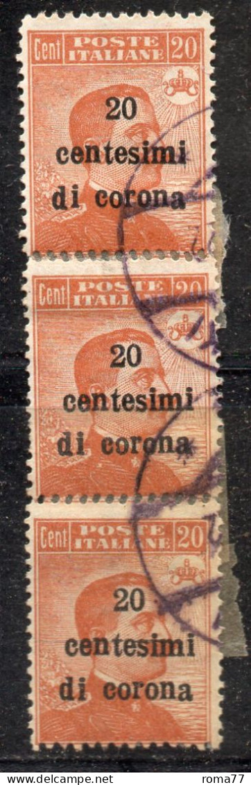 MONK129 - TRENTO TRIESTE 1919 , 20cent/20cent Sassone Usato : Ricostruzione Di Annullo - Trentino & Triest