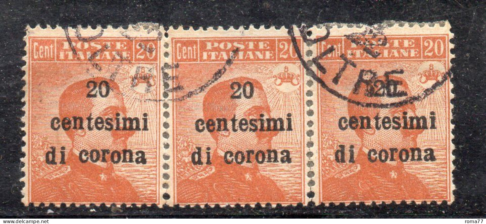 MONK307 - TRENTO TRIESTE 1919 , 20cent/20cent Sassone Usato : Ricostruzione Di Annullo - Trentino & Triest