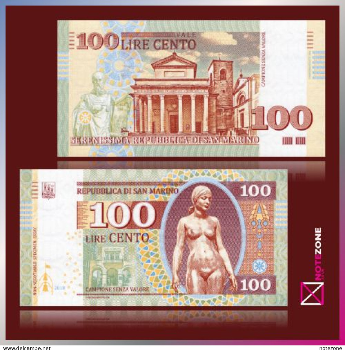 Matej Gabris 100 Lire San Marino 2018 Paper Fantasy Banknote - Saint-Marin