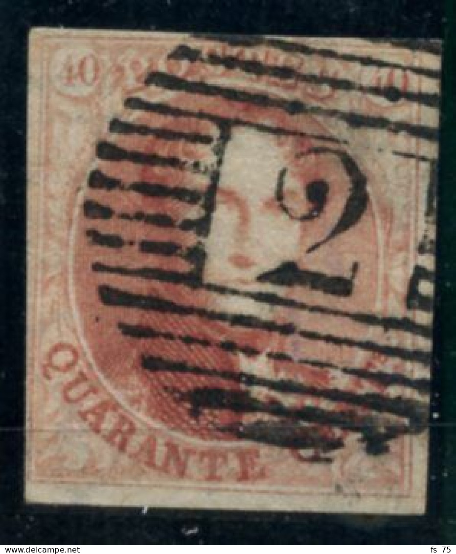 BELGIQUE - COB 5A - 40C CARMIN ROSE PAPIER EPAIS MEDAILLON OBLITERE - 1849-1850 Medaillen (3/5)