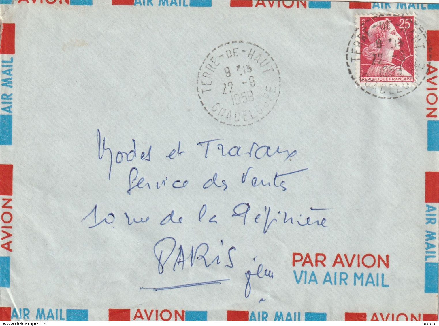 FRANCE Lettre 1959 TERRE DE HAUT ILES DES SAINTES GUADELOUPE Pour PARIS - 1955-1961 Marianna Di Muller