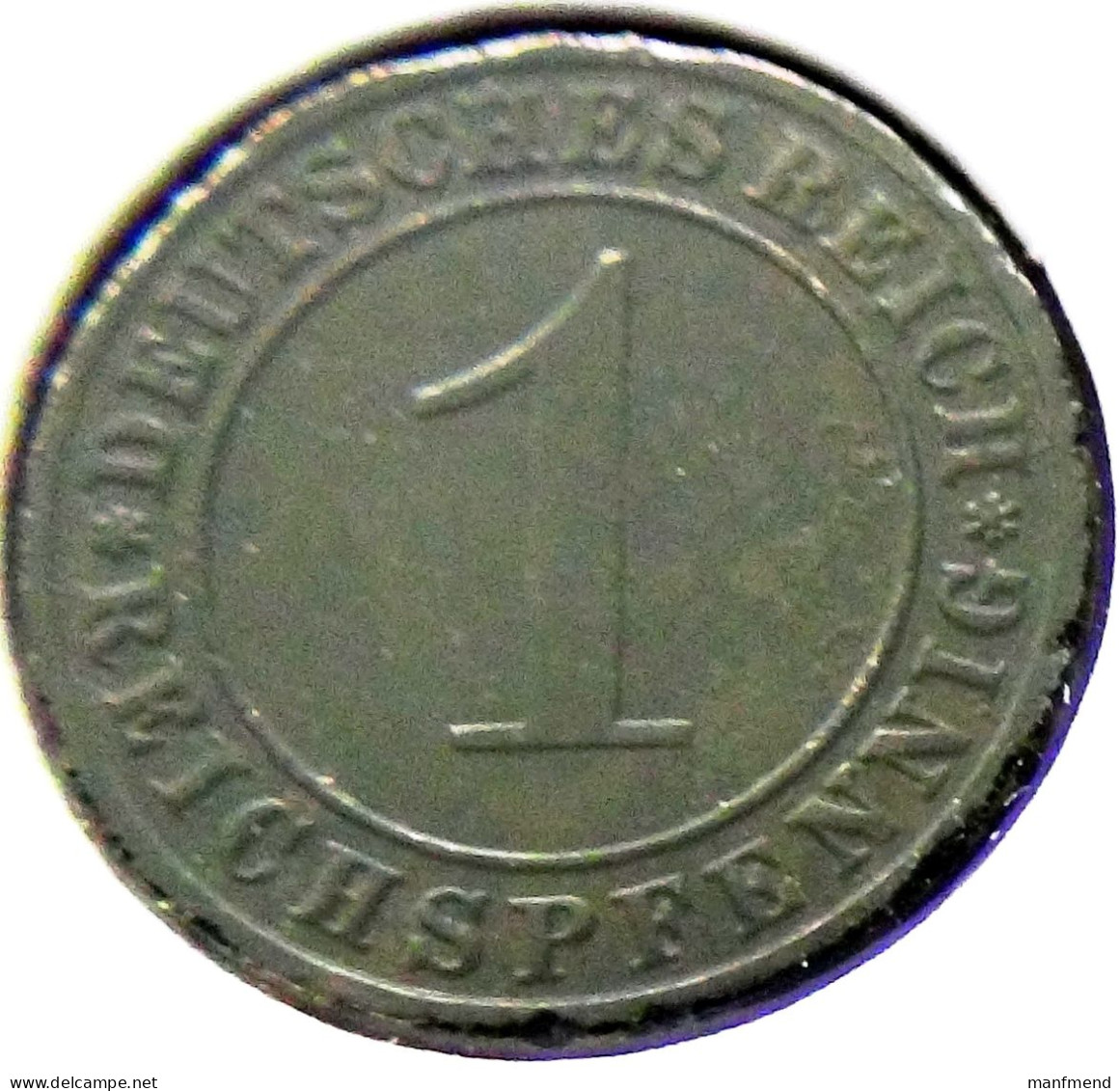 Germany - 1928 - KM 37 - 1 Reichspfennig - Mint F - VG+ - Look Scans - 1 Renten- & 1 Reichspfennig