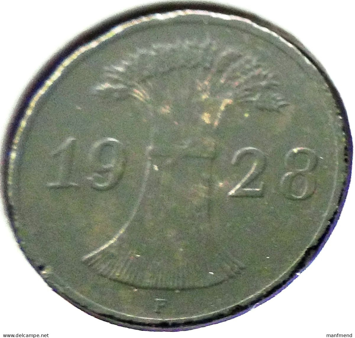 Germany - 1928 - KM 37 - 1 Reichspfennig - Mint F - VG+ - Look Scans - 1 Renten- & 1 Reichspfennig