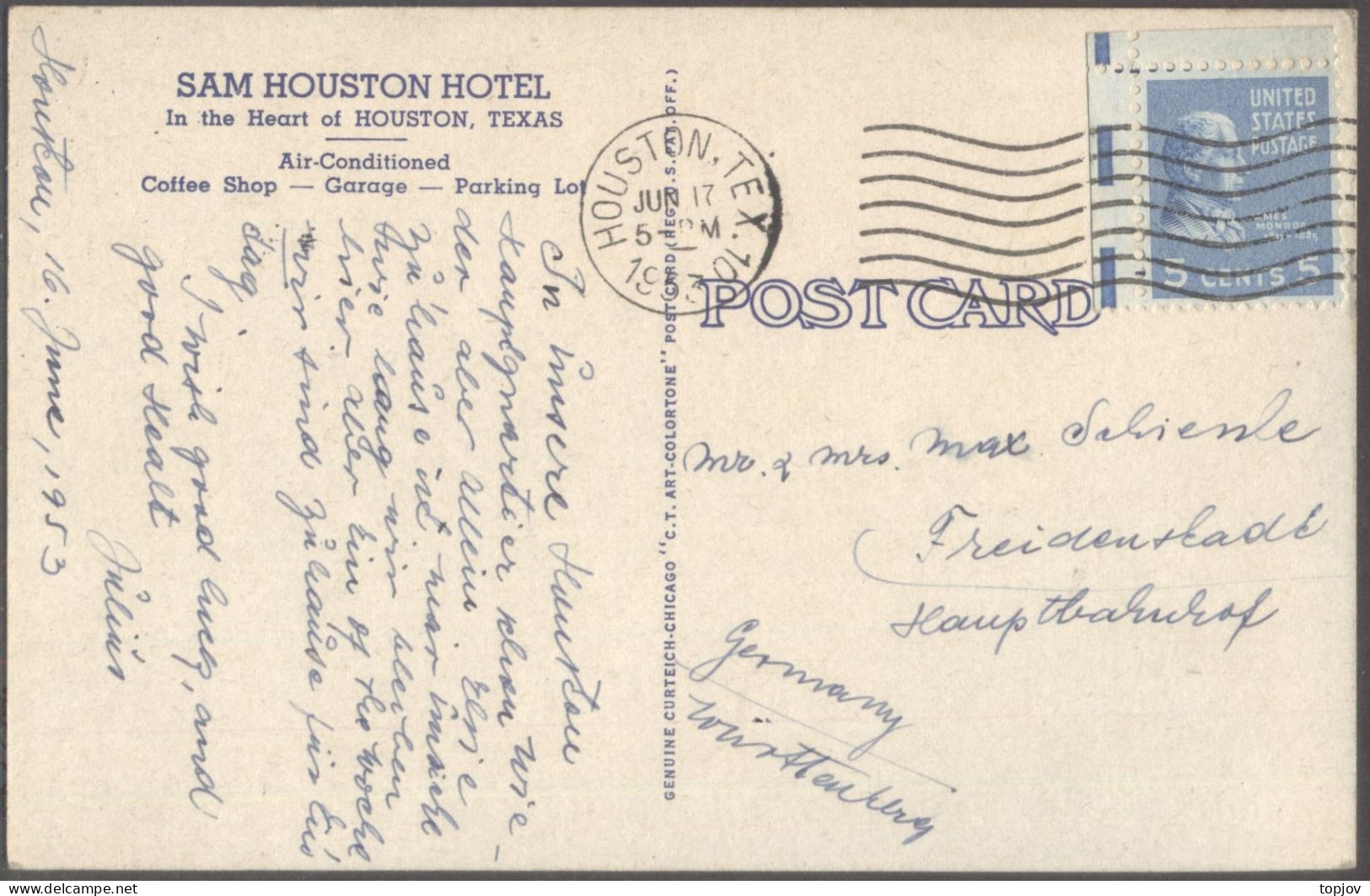 USA - SAM HOUSTON HOTEL - 1933 - Houston