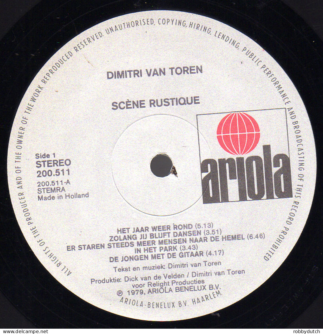 * LP *  DIMITRI VAN TOREN - SCÈNE RUSTIQUE (Holland 1979) - Otros - Canción Neerlandesa