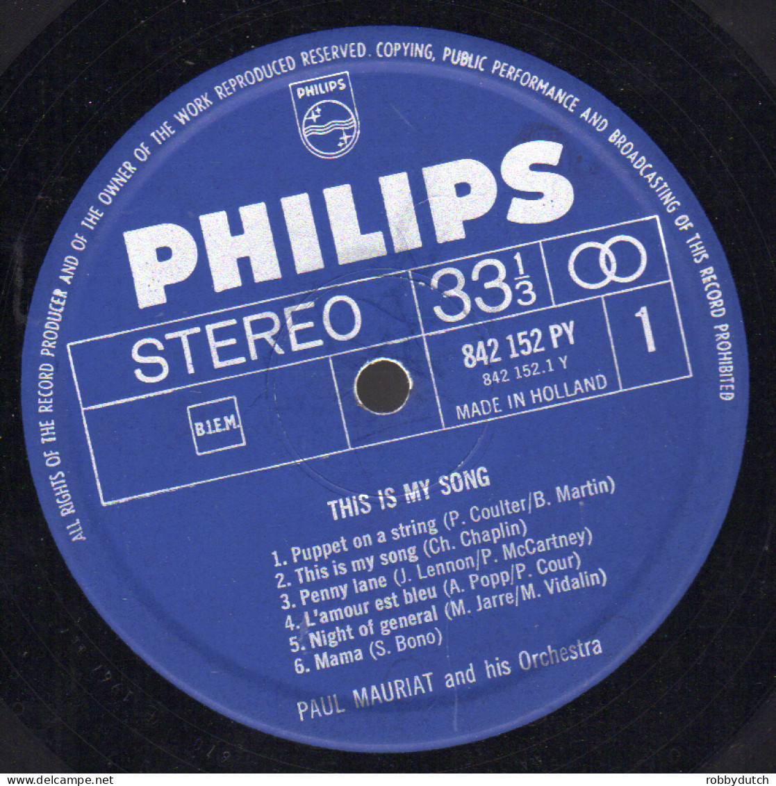 * LP *  PAUL MAURIAT - THIS IS MY SONG (Holland 1966) - Strumentali