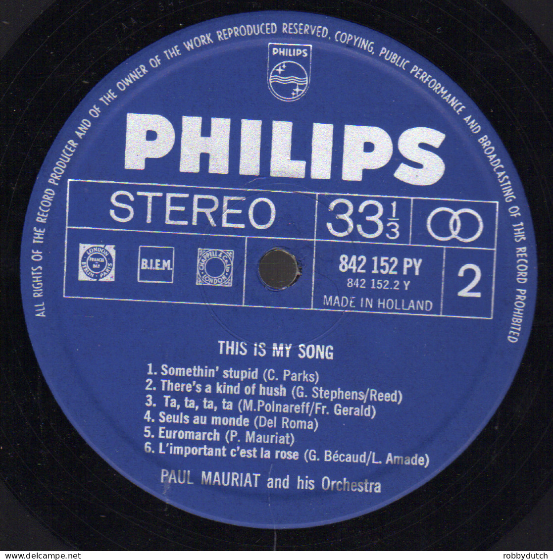 * LP *  PAUL MAURIAT - THIS IS MY SONG (Holland 1966) - Strumentali