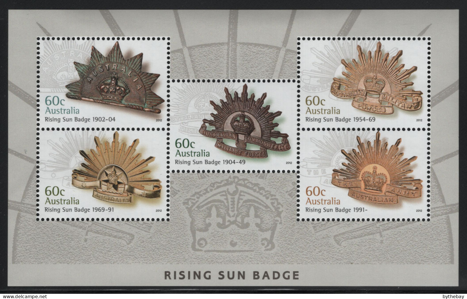 Australia 2012 MNH Sc 3693b 60c Rising Sun Cap Badges 1902-present Sheet - Mint Stamps