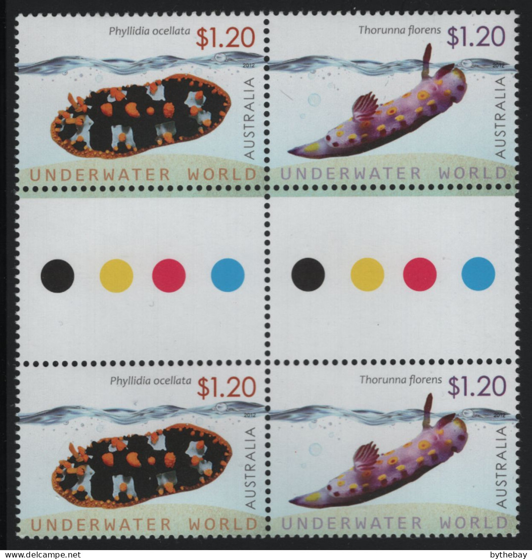 Australia 2012 MNH Sc 3702-3703 $1.20 Nudibranchs Gutter - Mint Stamps