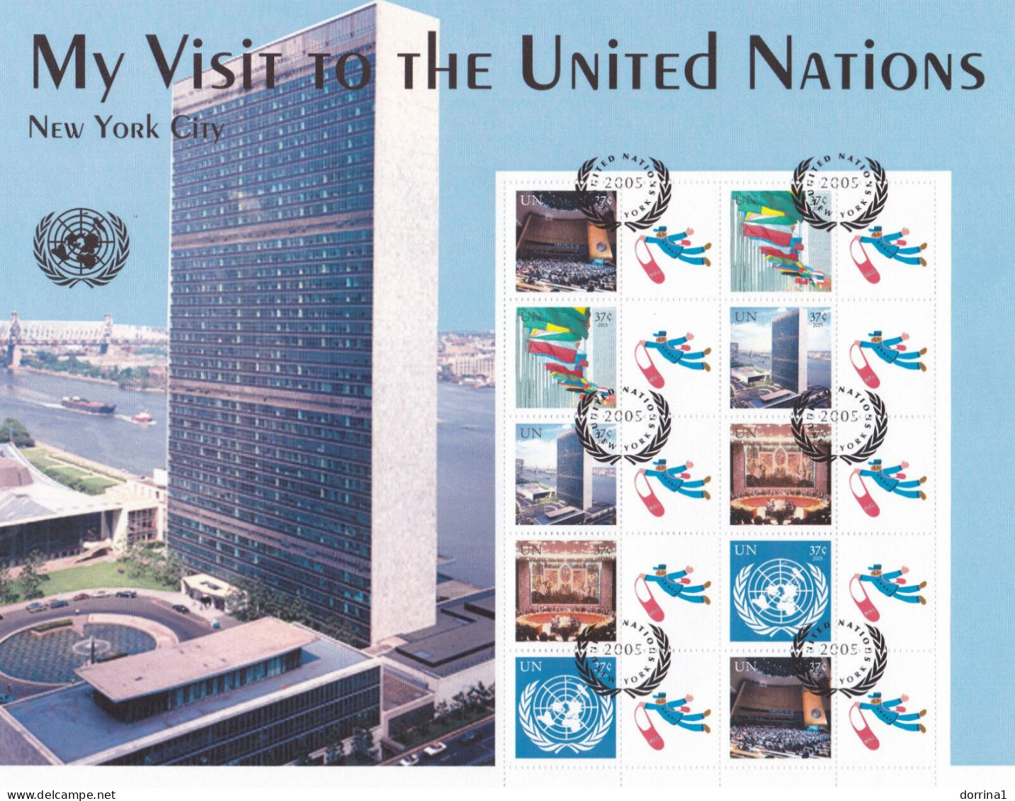 My Visit To The United Nations New York Complete Sheet MNH 2005 - UN - Unused Stamps