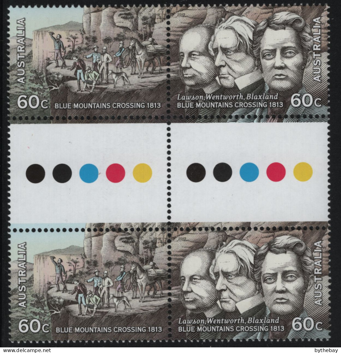 Australia 2012 MNH Sc 3725a 60c Explorers Blue Mountains Crossing 1813 Gutter - Mint Stamps