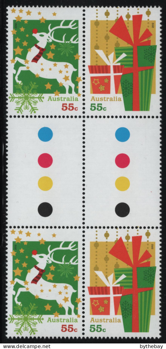 Australia 2012 MNH Sc 3807-3808 55c Reindeer, Gifts Christmas Gutter - Mint Stamps