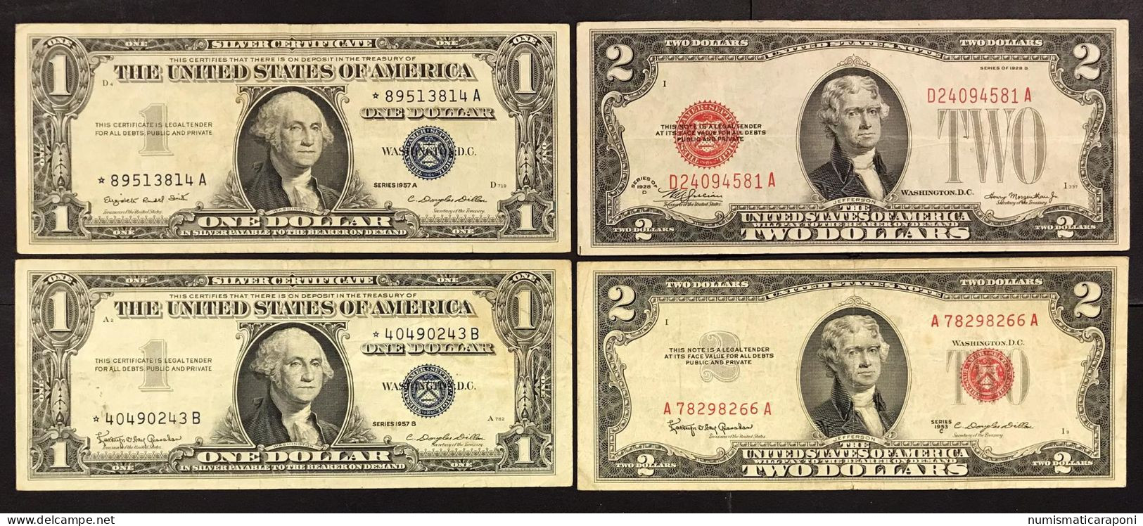 USA U.s.a. 1928 D 2 Dollar $ Red Seal + 2 $ 1953 C + 1 $ 1957 A E B  Star Note Replacement  Lotto.4523 - Billetes De La Reserva Federal (1914-1918)