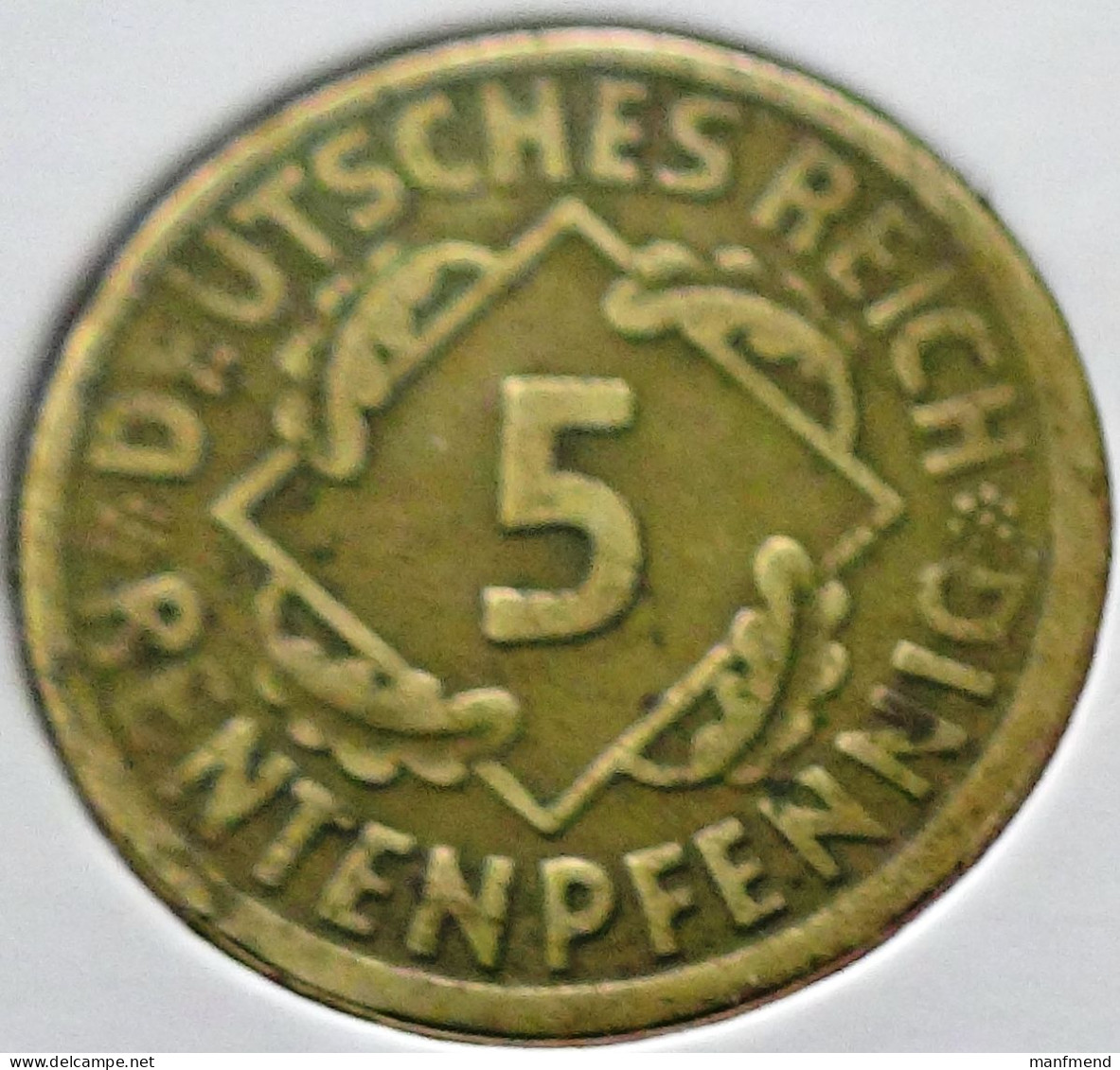 Germany - Weimarer Republik - 1924 - KM 32 - 5 Rentenpfennig - Mint D / München - VF - Look Scans - 5 Rentenpfennig & 5 Reichspfennig