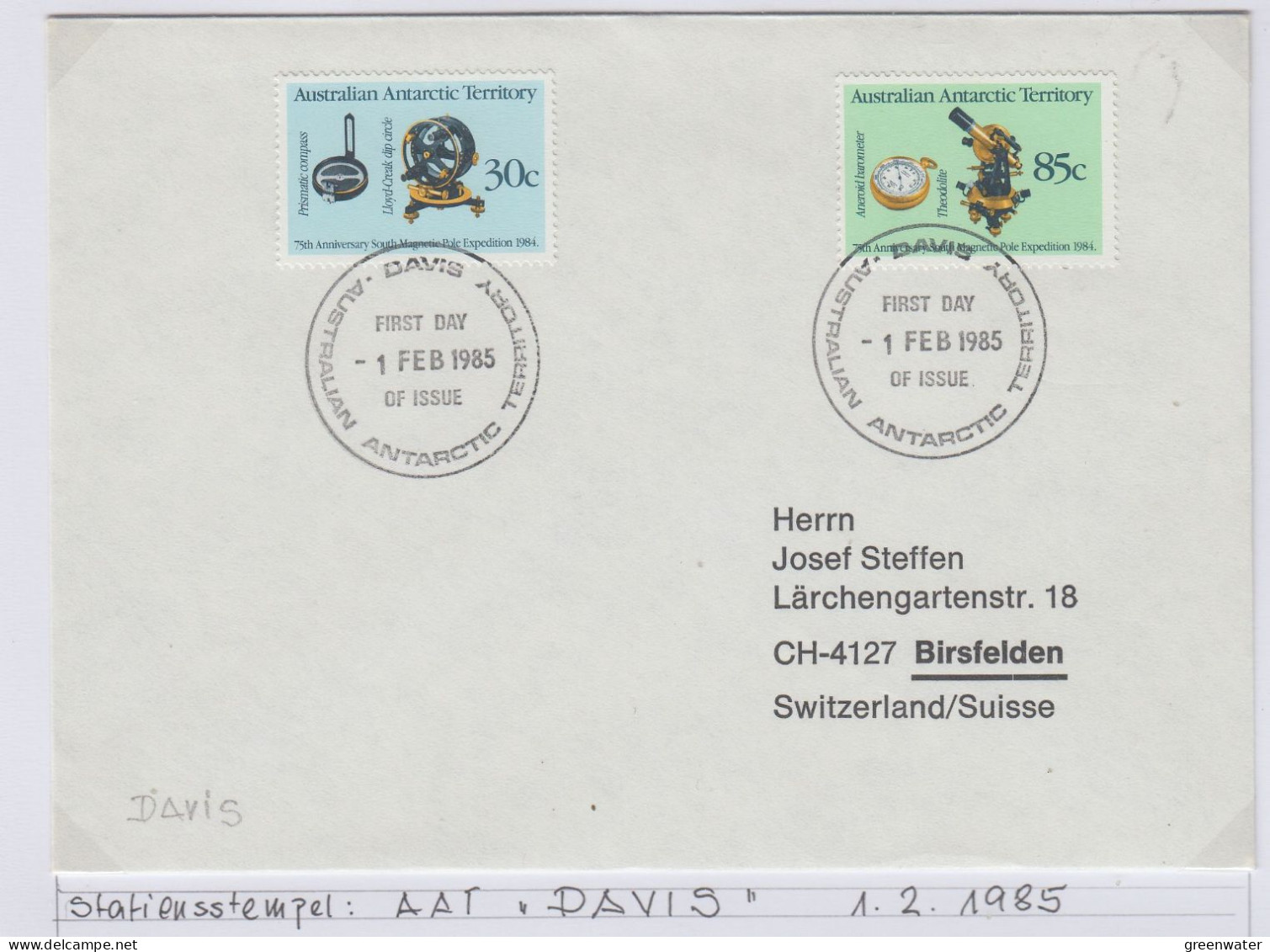 AAT Davis Anare Ca Davis 1 FEB 1985 (JK158) - Lettres & Documents