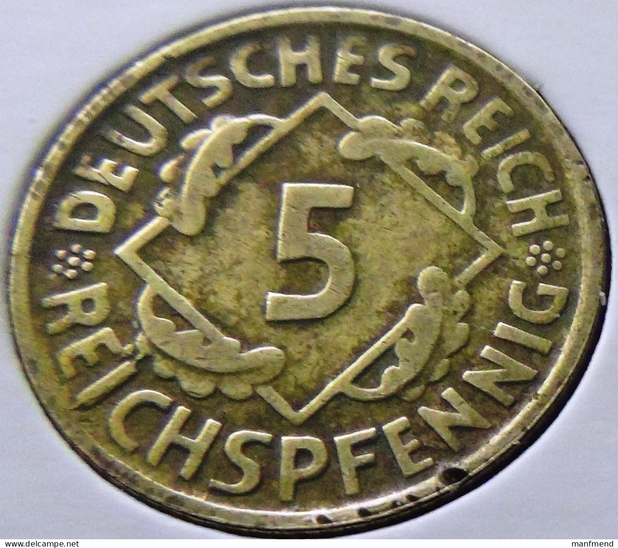 Germany - Weimarer Republik - 1925 - KM 39 - 5 Reichspfennig - Mint F / Stuttgart - VF - Look Scans - 5 Rentenpfennig & 5 Reichspfennig
