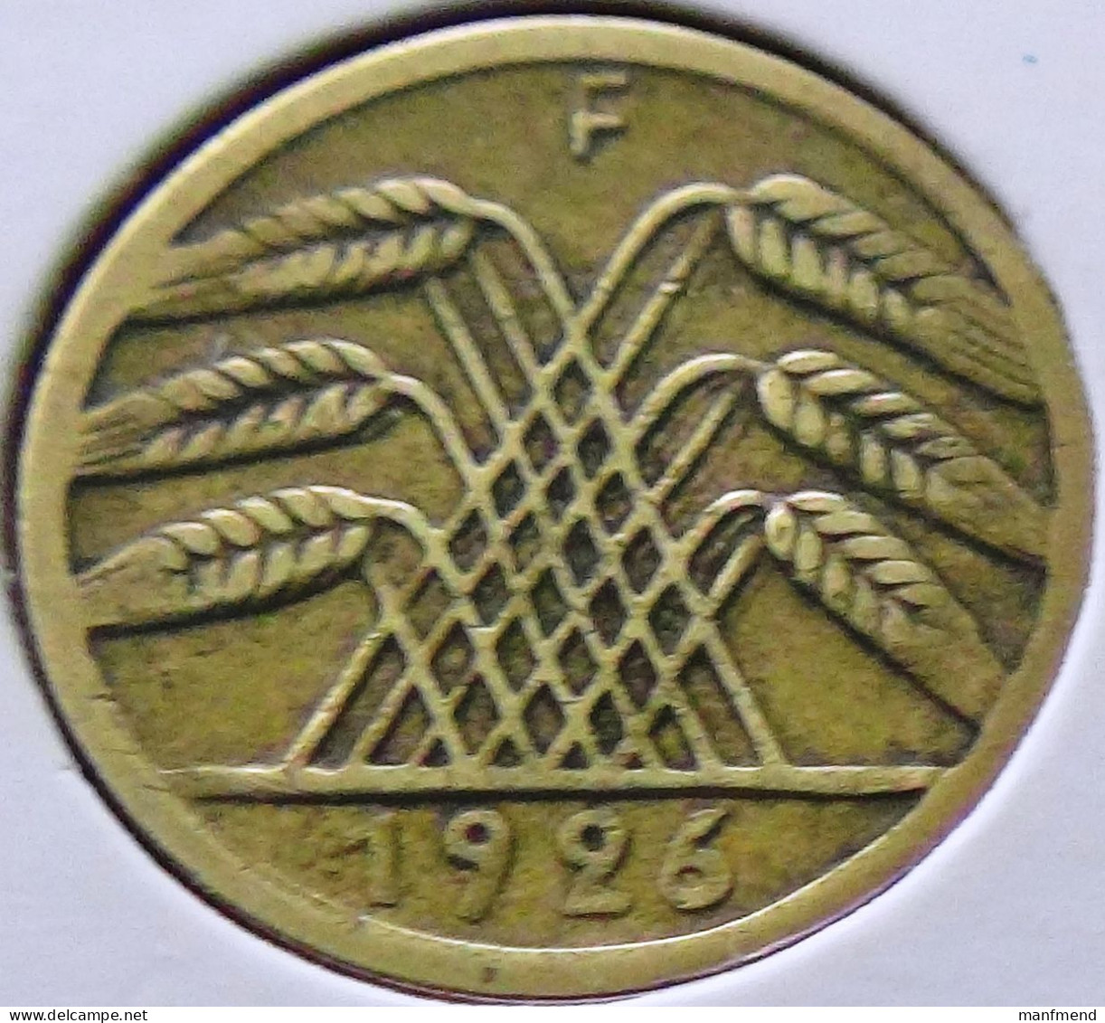 Germany - Weimarer Republik - 1926 - KM 39 - 5 Reichspfennig - Mint F / Stuttgart - VF - Look Scans - 5 Rentenpfennig & 5 Reichspfennig