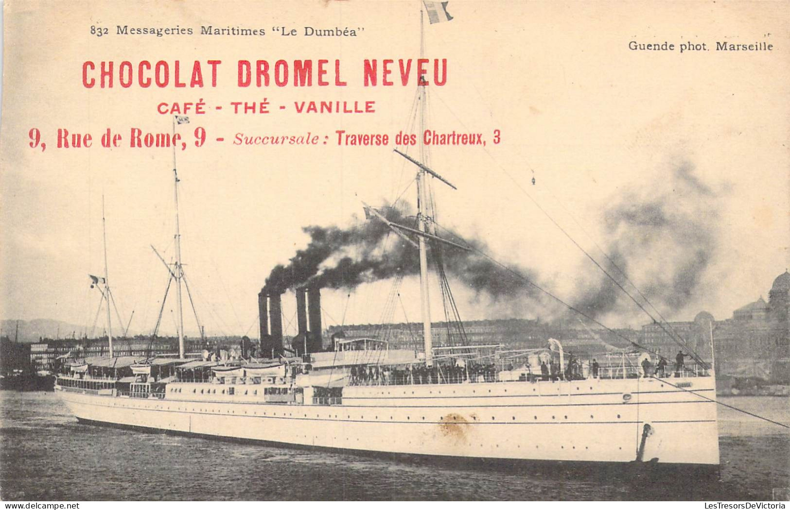 TRANSPORTS - Paquebots - Messageries Maritimes " Le Dumbéa " - Chocolat Dromel Neveu - Carte Postale Ancienne - Paquebots