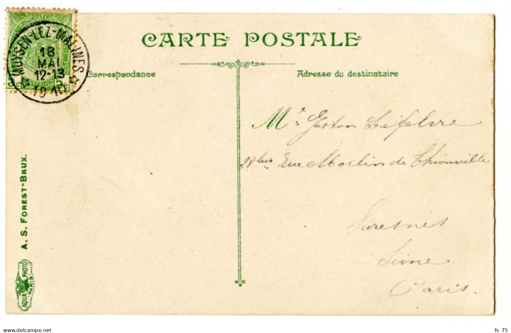 BELGIQUE - COB 83 SIMPLE CERCLE RELAIS A ETOILES MUYSEN LEZ MALINES SUR CARTE POSTALE, 1910 - Postmarks With Stars