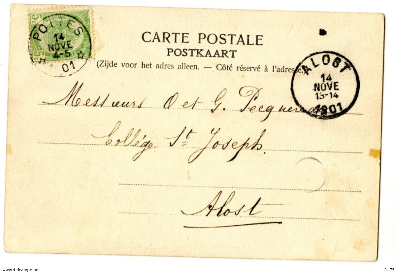 BELGIQUE - COB 56 SIMPLE CERCLE RELAIS A ETOILES POTTES SUR CARTE POSTALE, 1901 - Postmarks With Stars