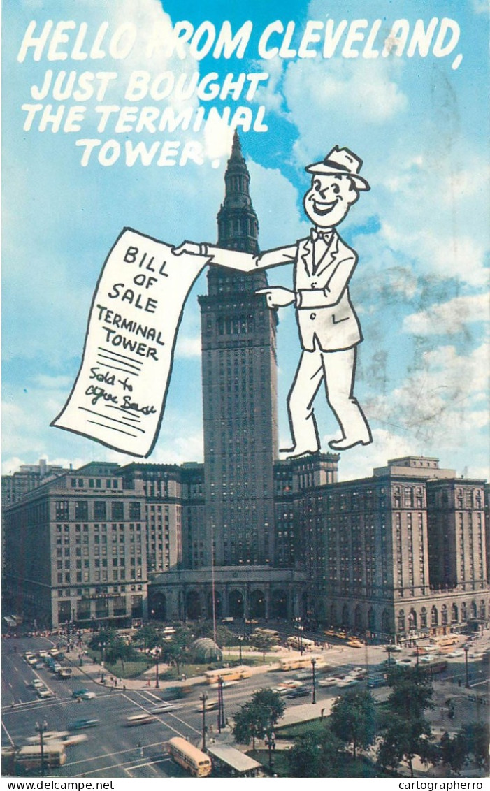 Postcard United States > OH - Ohio > Cleveland Terminal Tower Building And Public Square - Cleveland