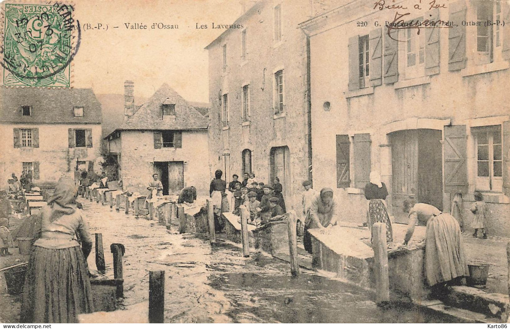 Arudy * 1907 * Les Laveuses * Lavoir Lavandières Blanchisseuses * Villageois - Arudy