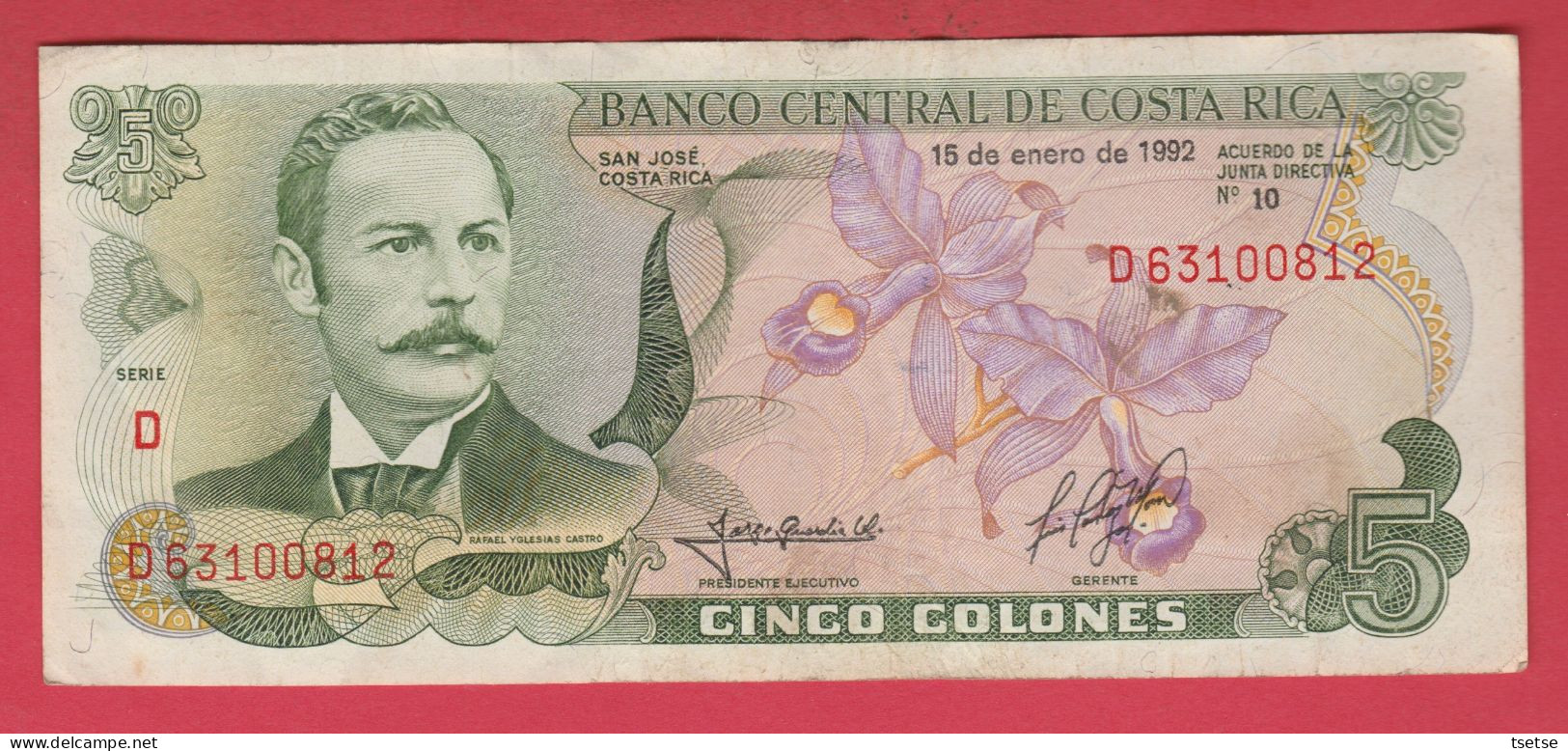 Banco Central De Costa Rica - 5/Cinco Colones - 15 De Enero De 1992 - Costa Rica