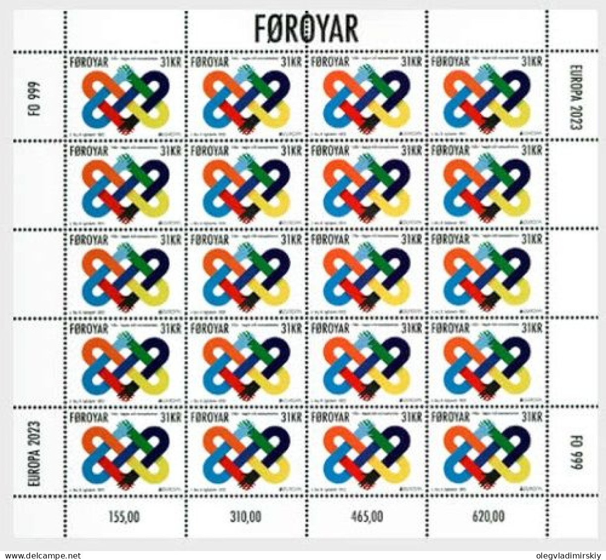 Faroe Islands Denmark 2023 Europa CEPT Peace Sheetlet Mint - Blocks & Kleinbögen