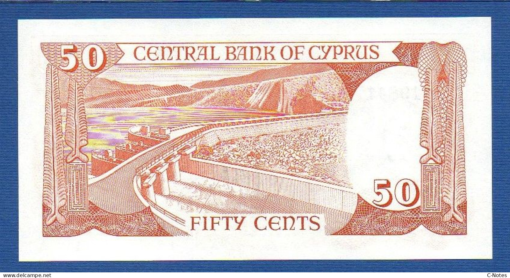 CYPRUS - P.52 – 50 Cents / Sent 1.11.1989 UNC, S/n T198417 - Cyprus