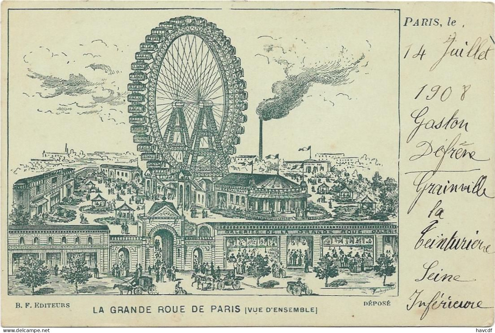 CPA - B.F. EDITEURS - LA GRANDE ROUE DE PARIS (VUE D'ENSEMBLE) - Ferias