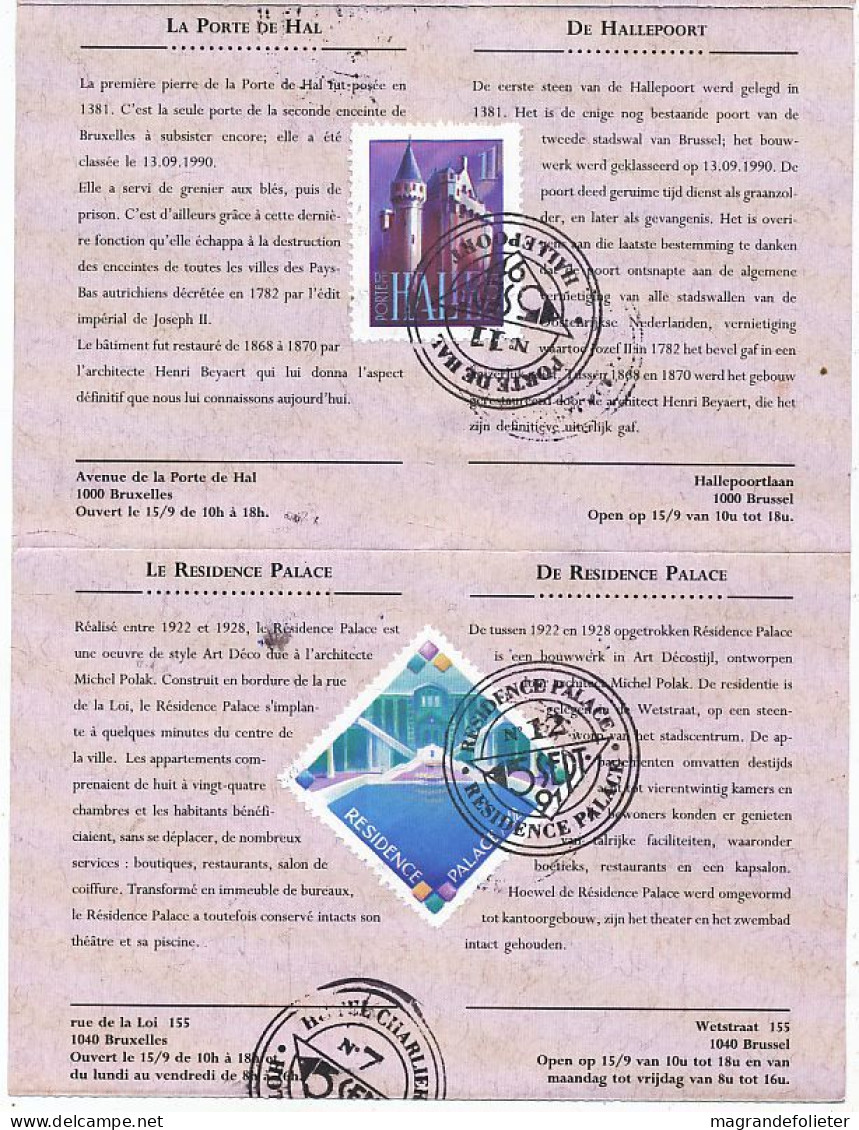 TIMBRE STAMP ZEGEL BELGIQUE CARNET EMIS PAR LA REGION BRUXELLES-CAPITALE AVEC TIMBRES MONUMENTS - Philabédés