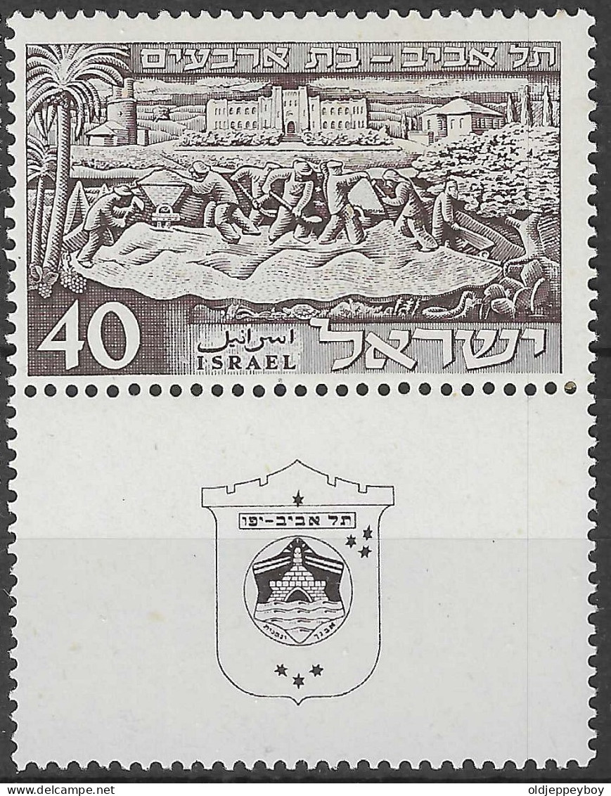 ISRAEL ISRAEL 1951, Michel/Philex No. : 55  Train_tram_railway_railroad_locomotive_railway Station MNH**- Postfris  - Nuevos (con Tab)